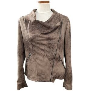 Chelsea Theodore Asymmetric Suedette Moto Jacket S/M Draped Indie Streetwear